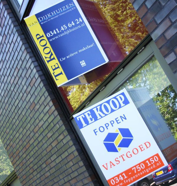 Staand V-bord met tape